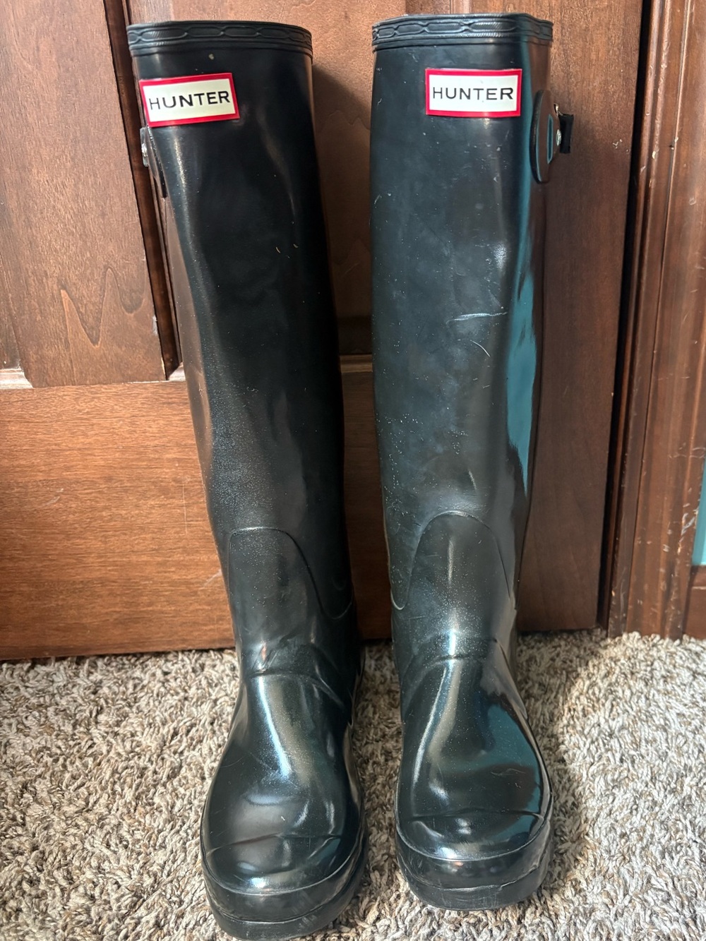 Hunter Black Tall Gloss Rain Boots